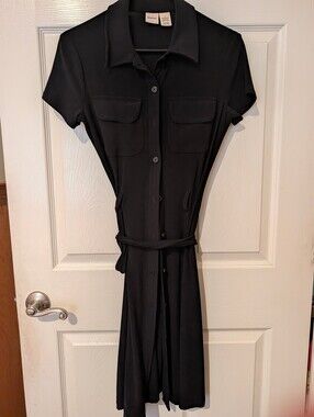 Merona Black Shirt Midi Dress with Tie Belt